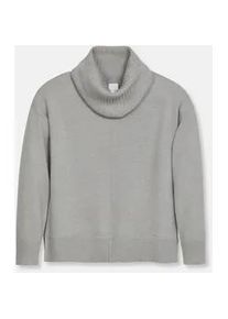 Madeleine Mode Longpullover MADELEINE "Pullover Pullover mit gro&szlig;em Capuchon-Kragen", Damen, Gr. 40/42, grau (hellgrau), Obermaterial: 47% Wolle WO. 38% Viskose CV. 10% Polyamid PA. 5% Kaschmir WS., Modern, Pullover Longpullover