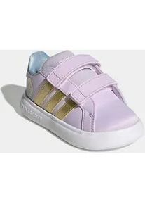 Klettschuh Adidas SPORTSWEAR "Adidas FROZEN GRAND COURT 3.0 KIDS", Kinder, Gr. 25, ice lavender, gold metallic, glow blau, Synthetik, Textil, Schuhe Klettschuh, Frozen, f&uuml;r Kinder