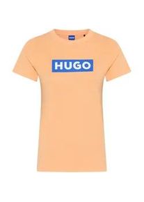 HUGO BOSS T-Shirt HUGO BLUE "Classic Tee", Damen, Gr. XXL, light, pastel orange 830, Single Jersey, Obermaterial: 100% Baumwolle, unifarben, k&ouml;rpernah normal, Rundhals, abgesteppte Kante, Shirts T-Shirt, mit Rundhals, Logodruck