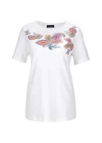 Kurzarmshirt GOLDNER "Florales Shirt mit U-Boot-Ausschnitt", Damen, Gr. 54, bunt (bunt, gemustert), Obermaterial: 95% Baumwolle CO. 5% Elasthan EL., gerade, Gerade, Shirts, Frontprint