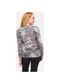 Print-Shirt GOLDNER "Kurzgr&ouml;&szlig;e Leichtes Druckshirt mit Allover-Design", Damen, Gr. 25, pink (beere, gemustert), Obermaterial: 96% Polyester PES. 4% Elasthan EL., figurumspielend, Shirts, Druckmix verschiedener Strickstrukturen