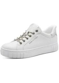 Plateausneaker Marco Tozzi, Damen, Gr. 39, wei&szlig;, Lederimitat, Schuhe Plateausneaker, Freizeitschuh, Halbschuh, Schn&uuml;rschuh mit gepolstertem Schaftrand