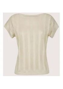 Madeleine Mode Longpullover MADELEINE "Strickpullover Sommerpullover mit Glanzeffekt", Damen, Gr. 44/46, wei&szlig; (perlwei&szlig;, goldfarben), Obermaterial: 80% Viskose CV. 20% metallisierte Fasern MTF., Modern, figurumspielend, Pullover Longpullover, Leicht tranparente Optik