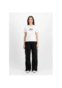 T-Shirt Alpha Industries "Basic T-Shirt BL Puff Print W", Damen, Gr. XS, wei&szlig;, Obermaterial: 100% Baumwolle, Shirts T-Shirt