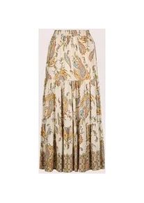 Madeleine Mode Midirock MADELEINE "Druckrock Bedruckter Rock zum Schl&uuml;pfen", Damen, Gr. 34, wei&szlig; (wollwei&szlig;, nussbraun, multicolor), Obermaterial: 100% Viskose CV., R&ouml;cke