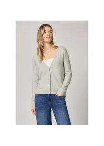 Cardigan Street One, Damen, Gr. 34, pelican grau meliert, Web, 37% Baumwolle, 34% Polyacryl, 26% Polyester, 3% Elasthan, unifarben, normal normal, V-Ausschnitt, Rippb&uuml;ndchen, Strickjacken, mit V-Ausschnitt