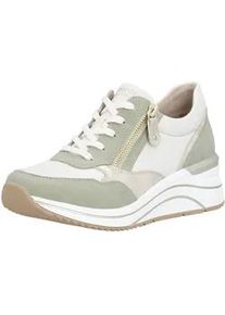 Keilsneaker Remonte, Damen, Gr. 45, muschel, salbei, Lederimitat, kontrastfarbene Details, Schuhe Sneaker, Freizeitschuh, Halbschuh, Schn&uuml;rschuh, vegane Verarbeitung