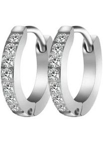 Adelia&acute;s Klappcreolen ADELIA ́S "Damen Ohrringe &ndash; Klappcreole aus Edelstahl mit Strass Steinchen", Damen, Gr. Damen, Edelstahl, silber, Ohrringe Klappcreolen, Ideal zum Verschenken &ndash; schlicht und stilvoll