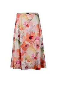 Schlupfrock GOLDNER "Kurzgr&ouml;&szlig;e Gl&auml;nzender Midirock in floralem Druck", Damen, Gr. 20, orange (pfirsich, gemustert), Obermaterial: 100% Polyester PES., R&ouml;cke, Mit nahtfeinem Rei&szlig;verschluss in der Seitennaht