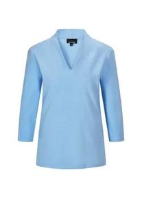 Kurzarmshirt GOLDNER "Elegantes Basic-Shirt mit V-Ausschnitt", Damen, Gr. 52, blau (hellblau), Obermaterial: 100% Baumwolle CO., Modisch, Shirts, V-Ausschnitt