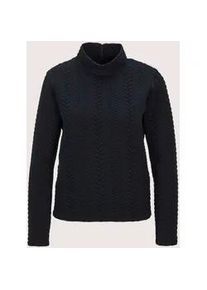 Madeleine Mode Langarmshirt MADELEINE "Sweatshirt Sweatshirt mit Zopfstruktur", Damen, Gr. 42, blau (marine), Obermaterial: 83% Polyester PES. 14% Viskose CV. 3% Elasthan EL., Modern, gerade, Shirts Langarmshirt, Zopfstruktur