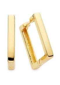 Paar Creolen Bruno Banani "Schmuck Geschenk Ohrschmuck gelbgoldfarben vergoldet quadratisch", gelbgoldfarben, Ohrringe, Damen, Silber 925 (Sterlingsilber)