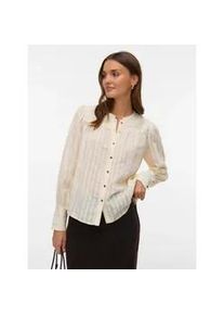 V&eacute;ro Moda Hemdbluse VERO MODA "VMISELLE L/S SHIRT WVN BTQ", Damen, Gr. XS, birch, Web, Obermaterial: 80% Viskose, 20% Nylon, unifarben, regular fit normal, Blusen Hemdbluse, lange B&uuml;ndchen, Ton-in Ton Streifenmuster