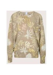 Madeleine Mode Longpullover MADELEINE "Kaschmirpullover Sommerpullover mit Bl&auml;ttermuster", Damen, Gr. 48, wei&szlig; (wollwei&szlig;, multicolor), Obermaterial: 100% Kaschmir WS., Modern, Pullover Longpullover, Sanftes Bl&auml;ttermuster