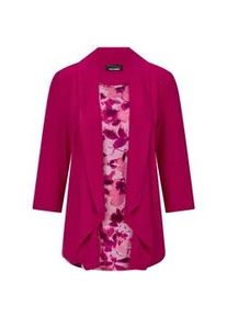 Langarmshirt GOLDNER "Kurzgr&ouml;&szlig;e Viskoseshirt in Twinset-Optik", Damen, Gr. 21, lila (beere, gemustert), Obermaterial: 95% Viskose CV. 5% Elasthan EL., gerade, Shirts Langarmshirt, Ton in Ton Hotfixe am Druck