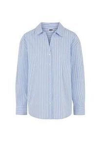 Klassische Bluse Urban Classics "Urban Classics Ladies Oversized Striped Blouse", Damen, Gr. M, powderblau, wei&szlig;, 69% Baumwolle, 29% Polyester, 2% Elasthan, Blusen