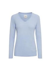 Strickfleece-Pullover oxmo "Strickpullover OXIlva", Damen, Gr. M, blau (brunnera blau melange), Obermaterial: 74% Polyacryl PAN. 23% Nylon NY. 3% Elasthan EL., Pullover