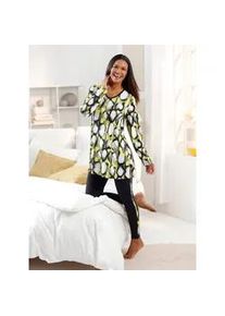 w&auml;schepur Schlafanzug W&Auml;SCHEPUR, Damen, Gr. 40/42, schwarz, limone, bedruckt, 50% Baumwolle, 50% Viskose, Hose:48% Baumwolle, 4% Elasthan, 48% Viskose, Homewear-Sets Schlafanzug