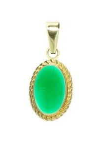 Kettenanh&auml;nger OSTSEE-SCHMUCK "- Julie - Gold 333/000 - Gr&uuml;nachat" Gr. 22, gold (gold 333, goldfarben, gelb), Schmuckanh&auml;nger, Damen, Gelbgold 333, Kettenanh&auml;nger