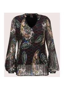 Madeleine Mode Langarmbluse MADELEINE "Bluse Elegante Chiffon-Tunika mit V-Ausschnitt", Damen, Gr. 44, bunt (multicolor), Obermaterial: 100% Polyester PES., Modern, Blusen, Plissiertes Shirt mit Paisley