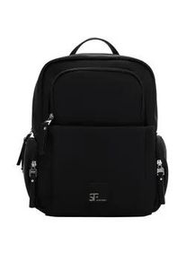 Rucksack SURI FREY "Rucksack SFY Karny", Damen, Gr. B/H/T: 29cm x 34cm x 11cm, schwarz (schwarz 100), Obermaterial: 60% Polyurethan PU. 40% Polyester PES., Rucks&auml;cke Rucksack