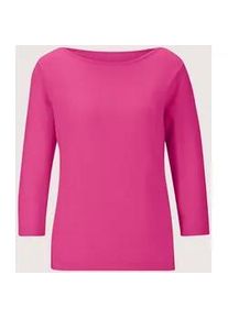 Madeleine Mode Longpullover MADELEINE "Strickpullover Kaschmirpullover mit U-Boot-Ausschnitt", Damen, Gr. 40/42, pink (magenta), Obermaterial: 100% Kaschmir WS., Modern, normal, Pullover Longpullover, Kaschmirpullover mit 3/4 Arm