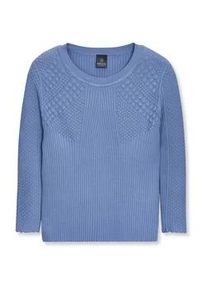 Madeleine Mode Longpullover MADELEINE "Pullover Rippstrickpullover", Damen, Gr. 36/38, blau (himmelblau), Obermaterial: 72% Viskose CV. 28% Polyester PES., Modern, figurbetont, Pullover Longpullover