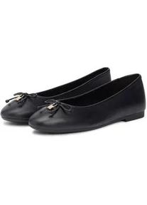 Ballerina Tommy Hilfiger "HILFIGER SMOOTH LTHR BALLET", Damen, Gr. 39, schwarz, Nappaleder, unifarben, Schuhe Ballerina, Schlupfschuh, Businesschuh in schmaler Form mit s&uuml;&szlig;er Zierschleife