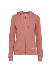 Kapuzensweatjacke oxmo "Kapuzensweatshirtjac OXLova", Damen, Gr. XS, rosa (ash rose melange), Obermaterial: 95% Baumwolle CO. 5% Elasthan EL., h&uuml;ftlang, ohne Ausschnitt, Sweatjacken