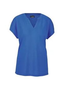 Kurzarmshirt GOLDNER "Kurzgr&ouml;&szlig;e Luftiges Basicshirt mit V-Ausschnitt", Damen, Gr. 21, blau (royalblau), Obermaterial: 80% Polyester PES. 20% Viskose CV., Basic, normal, Gerade, Shirts, Sonstige