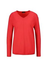 Strickpullover GOLDNER "Basicpullover mit V-Ausschnitt", Damen, Gr. 42, orange (koralle), Obermaterial: 100% Kaschmir WS., Rippe, Pullover Strickpullover, Aufwendig in Form gestrickt