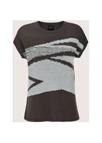 Madeleine Mode Longpullover MADELEINE "Stricktop Baumwollshirt mit Intarsien-Design", Damen, Gr. 44/46, grau (silbergrau, bleigrau, multicolor), Obermaterial: 92% Baumwolle CO. 7% Polyester PES. 1% metallisierte Fasern MTF., Modern, Pullover Longpullover, mit Glanzgarn