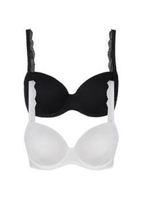 Schalen-BH Nina von C. "2er Pack Schalen BH Romance", Damen, Gr. 90, Cup B, bunt (wei&szlig; schwarz), Obermaterial: 95% Modal CMD. 5% Elasthan EL., BHs Schalen-BH