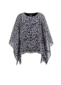 Satinbluse GOLDNER "Kurzgr&ouml;&szlig;e Tunikbluse mit Chiffon-&Uuml;berwurf, Print", Damen, Gr. 22, schwarz-wei&szlig; (schwarz, wei&szlig;, gemustert), Obermaterial: 96% Polyester PES. 4% Elasthan EL., figurumspielend, Sonstiges, Blusen, Leichter Chiffon