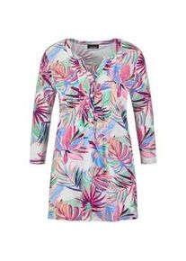 Tunika GOLDNER "Sommertunika mit Palmenmuster", Damen, Gr. 46, bunt (bunt, gemustert), Obermaterial: 95% Viskose CV. 5% Elasthan EL., figurumspielend, Tuniken, stretchbequemer Viskosejersey