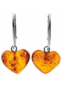 Paar Ohrh&auml;nger OSTSEE-SCHMUCK "- Herz - Silber 925/000 - Bernstein" Gr. 29, silber (silber 925, silberfarben, wei&szlig;), Ohrringe, Damen, Silber 925 (Sterlingsilber)