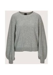 Madeleine Mode Longpullover MADELEINE "Strickpullover Stilvoller Wollpullover mit Ballon&auml;rmeln", Damen, Gr. 44/46, grau (graphit, melange), Obermaterial: 90% Schurwolle WV. 10% Kaschmir WS., Modern, Pullover Longpullover, Ballon&auml;rmel