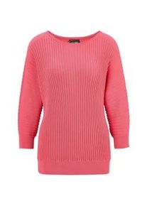 Rundhalspullover GOLDNER "Kurzgr&ouml;&szlig;e Baumwollmix mit Fledermaus&auml;rmeln", Damen, Gr. 24/25, orange (koralle), Obermaterial: 55% Baumwolle CO. 45% Viskose CV., figurumspielend, Rippe, Pullover Rundhalspullover, keine/nicht relevant