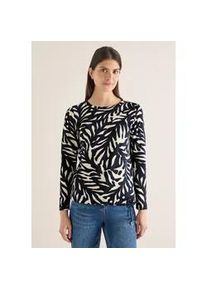 Langarmshirt Cecil, Damen, Gr. S (38), universal blau, Web, 100% Baumwolle, gemustert, comfort fit normal, U-Boot-Ausschnitt, abgesteppt, Shirts Langarmshirt, aus reiner Baumwolle