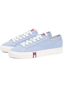 Tommy Hilfiger Plateausneaker TOMMY JEANS "ARCHIVE Y2K", Damen, Gr. 37, hellblau, Textil, unifarben, Schuhe Plateausneaker, Freizeitschuh, Halbschuh, Schn&uuml;rer im Retro-Look mit Label im Plateau
