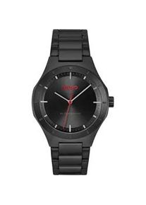 Quarzuhr Hugo "LIT", schwarz, Armbanduhren, Herren, Quarzuhr, Armbanduhr, Herrenuhr, Edelstahlarmband, analog