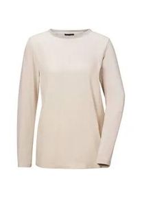 Kurzarmbluse GOLDNER "Schlichtes Langarmshirt mit Glanz", Damen, Gr. 44, beige (cremewei&szlig;), Obermaterial: 100% Viskose CV., figurumspielend, Sonstiges, Blusen, Glanzgarn
