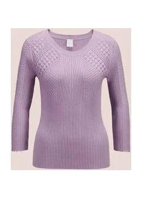 Madeleine Mode Longpullover MADELEINE "Pullover Rippstrickpullover", Damen, Gr. 44/46, lila (lavendel, lila), Obermaterial: 72% Viskose CV. 28% Polyester PES., Modern, figurbetont, Pullover Longpullover