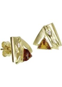 Paar Ohrstecker OSTSEE-SCHMUCK "- Benita - Gold 333/000 - Bernstein/Zirk." Gr. 12, gold (gold 333, goldfarben, gelb), Ohrringe, Damen, Gelbgold 333