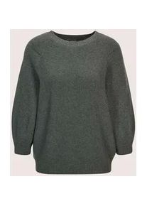 Madeleine Mode Longpullover MADELEINE "Strickpullover Zeitloser Baumwollpullover mit Perlfang-Muster", Damen, Gr. 34, grau (graphit, melange), Obermaterial: 100% Baumwolle CO., Modern, Pullover Longpullover, weite &Auml;rmel