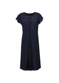 Abendkleid GOLDNER "Kurzgr&ouml;&szlig;e Kleid", Damen, Gr. 19, K-Gr, blau (marine), Obermaterial: 96% Polyester PES. 4% Elasthan EL., festlich, figurumspielend, Halbarm, Kleider Abendkleid, Chiffon