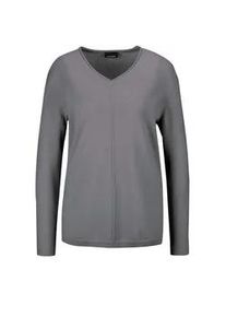 Strickpullover GOLDNER "Basicpullover mit V-Ausschnitt", Damen, Gr. 40, grau, Obermaterial: 100% Kaschmir WS., Rippe, Pullover Strickpullover, Aufwendig in Form gestrickt