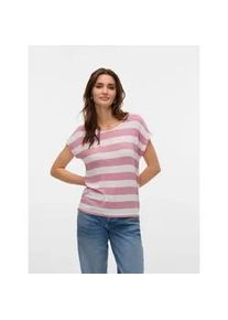 V&eacute;ro Moda Kurzarmshirt VERO MODA "VMWIDE STRIPE SL TOP GA JRS NOOS", Damen, Gr. XL, nostalgia rose stripes:snow wei&szlig;, Jersey, Obermaterial: 96% Viskose, 4% Elasthan, gestreift, regular fit normal, Rundhals, Shirts, Viskosemischung
