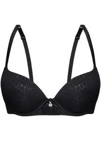 Sassa Mode Push-up-BH SASSA "Push Up-BH PURE ANIMAL", Damen, Gr. 90, Cup C, schwarz, Stoff, Obermaterial: 85% Polyester PES. 15% Elasthan EL., BHs Push-up-BH