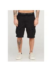 Shorts behype "ISMAEL", Herren, Gr. L, EURO-Gr&ouml;&szlig;en, schwarz, 74% Polyester, 24% Viskose, 2% Elasthan, Hosen Shorts, mit praktischen Cargotaschen